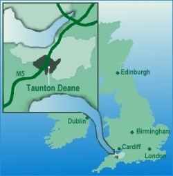 Map of UK showing Taunton Deane